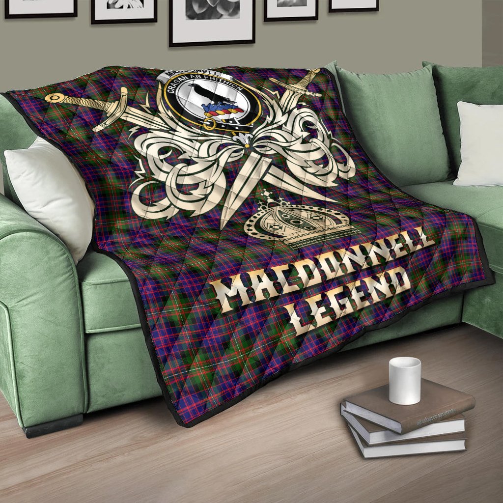MacDonnell of Glengarry Modern Tartan Crest Legend Gold Royal Premium Quilt