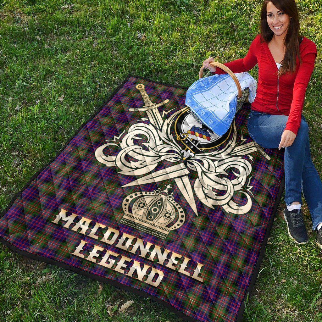 MacDonnell of Glengarry Modern Tartan Crest Legend Gold Royal Premium Quilt
