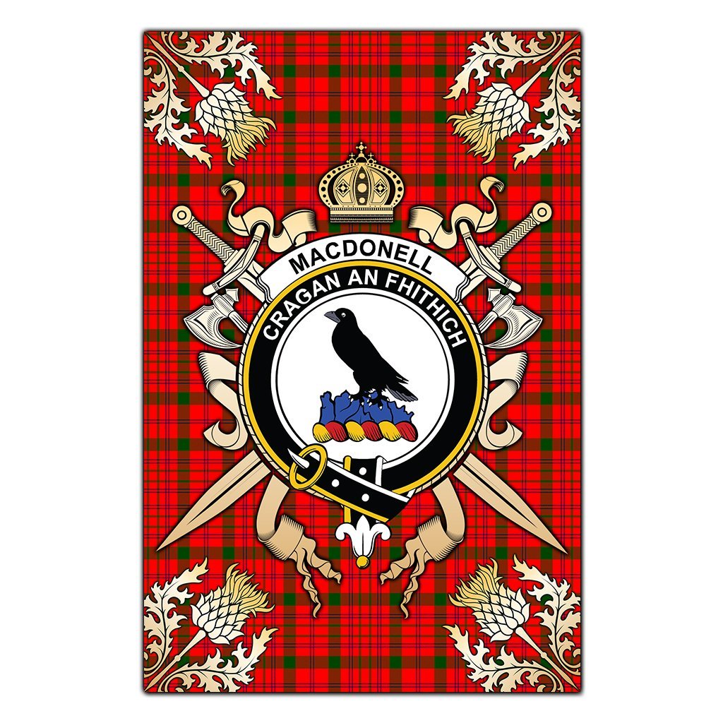 MacDonnell of Keppoch Modern Tartan Crest Black Garden Flag - Gold Thistle Style