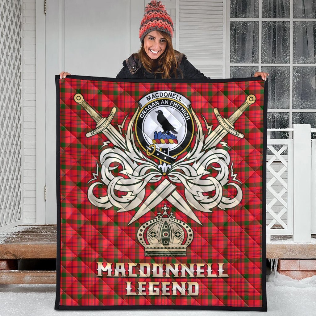 MacDonnell of Keppoch Modern Tartan Crest Legend Gold Royal Premium Quilt