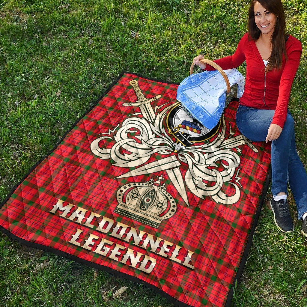 MacDonnell of Keppoch Modern Tartan Crest Legend Gold Royal Premium Quilt