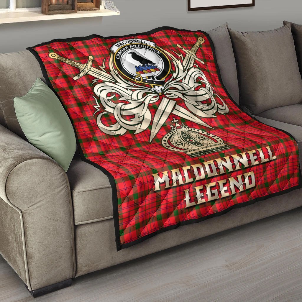 MacDonnell of Keppoch Modern Tartan Crest Legend Gold Royal Premium Quilt