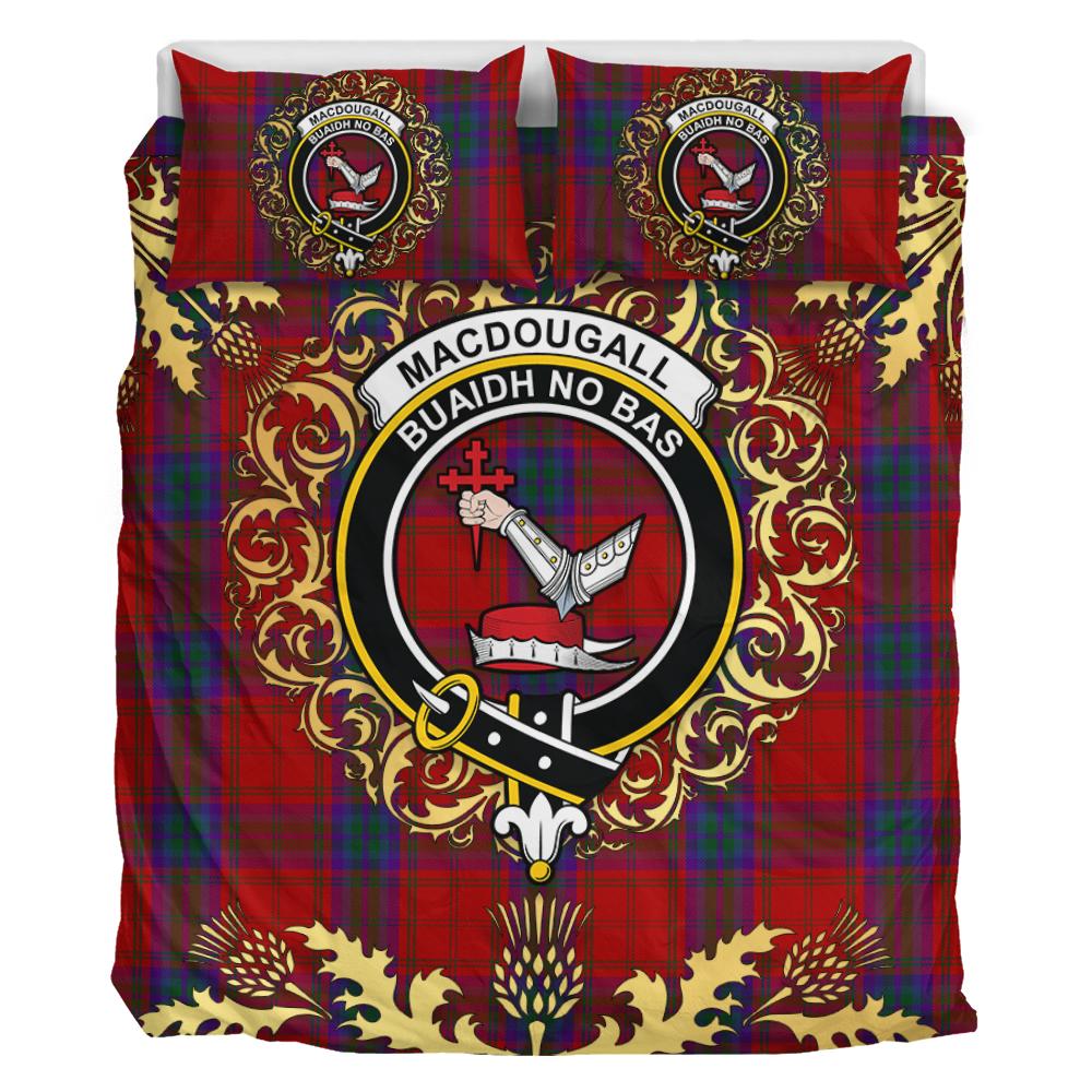 MacDougall 01 Tartan Crest Bedding Set - Golden Thistle Style