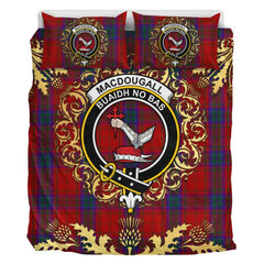 MacDougall 01 Tartan Crest Bedding Set - Golden Thistle Style