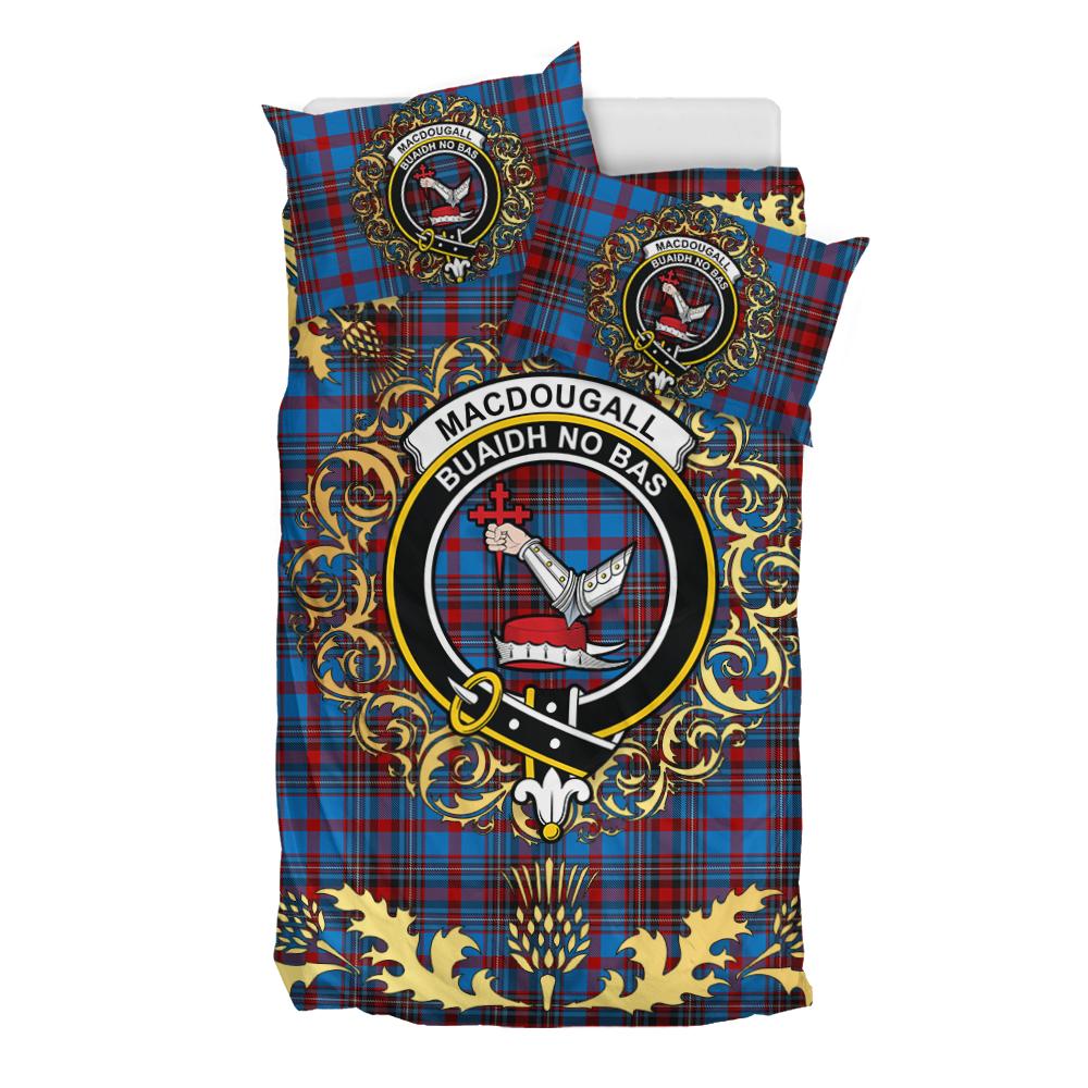 MacDougall 07 Tartan Crest Bedding Set - Golden Thistle Style