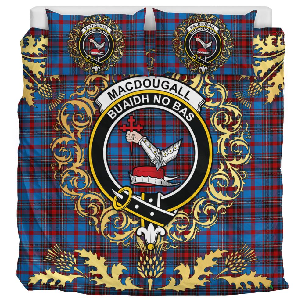 MacDougall 07 Tartan Crest Bedding Set - Golden Thistle Style