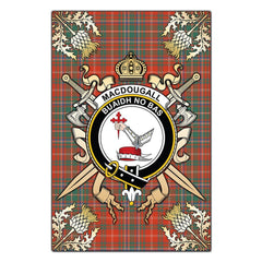 MacDougall Ancient Tartan Crest Black Garden Flag - Gold Thistle Style