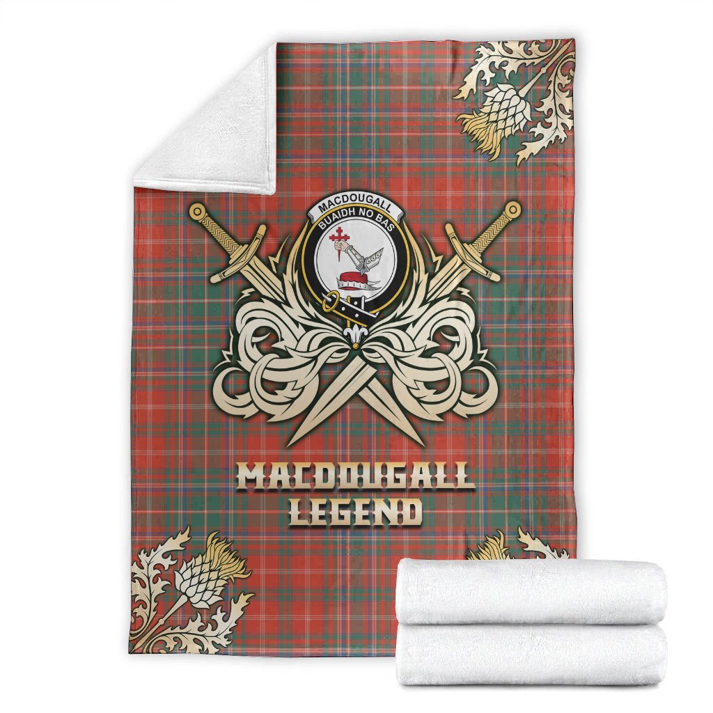 MacDougall Ancient Tartan Gold Courage Symbol Blanket