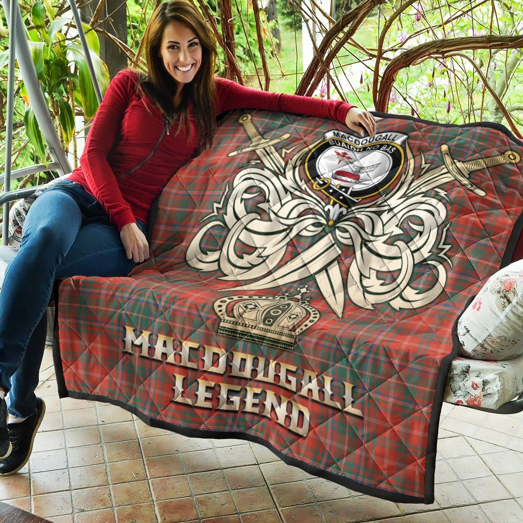MacDougall Ancient Tartan Crest Legend Gold Royal Premium Quilt