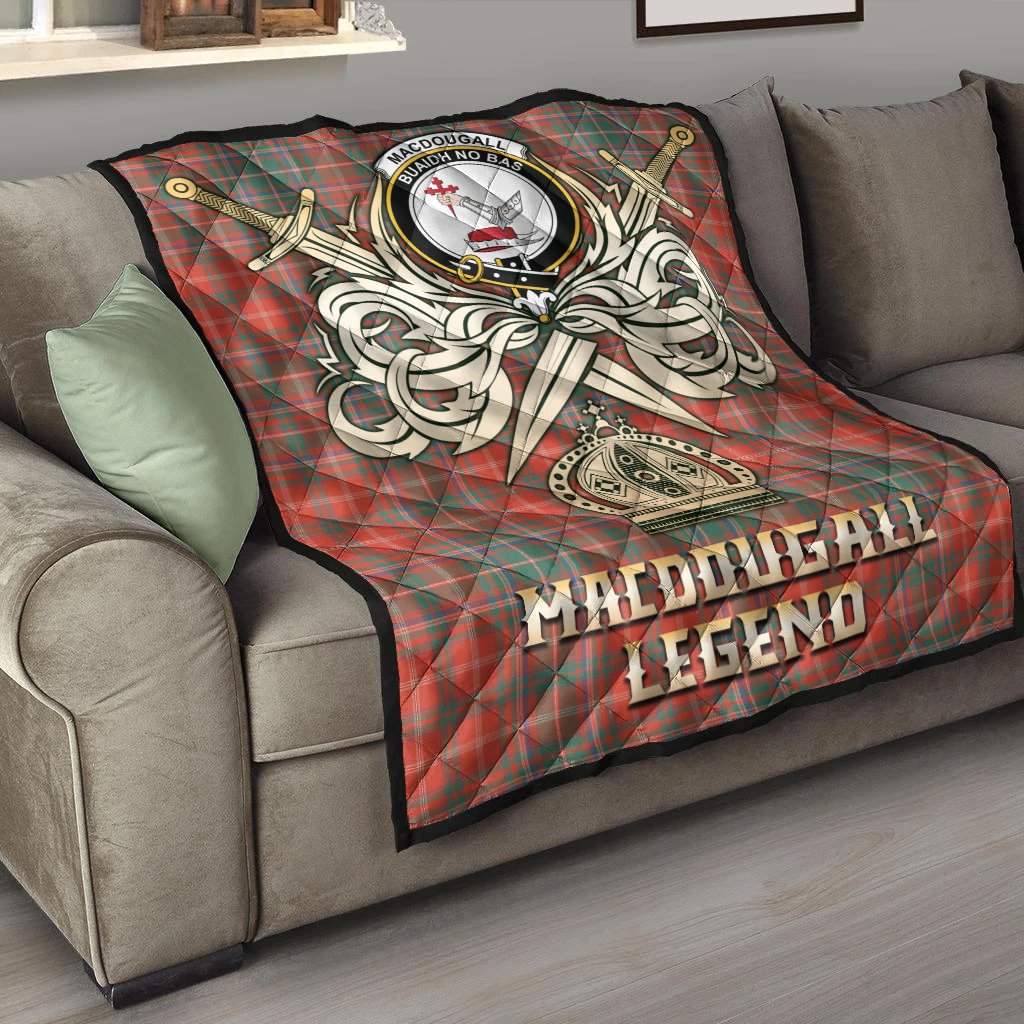 MacDougall Ancient Tartan Crest Legend Gold Royal Premium Quilt