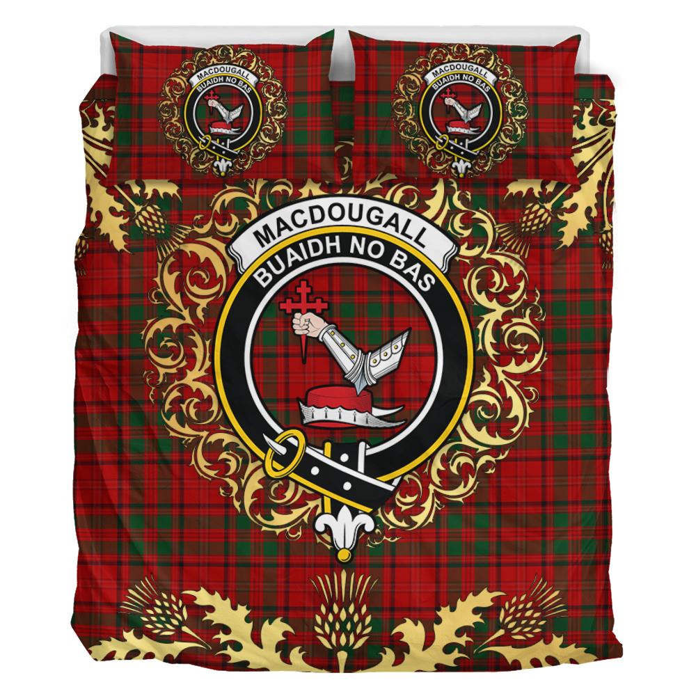 MacDougall Kinloch Anderson Tartan Crest Bedding Set - Golden Thistle Style