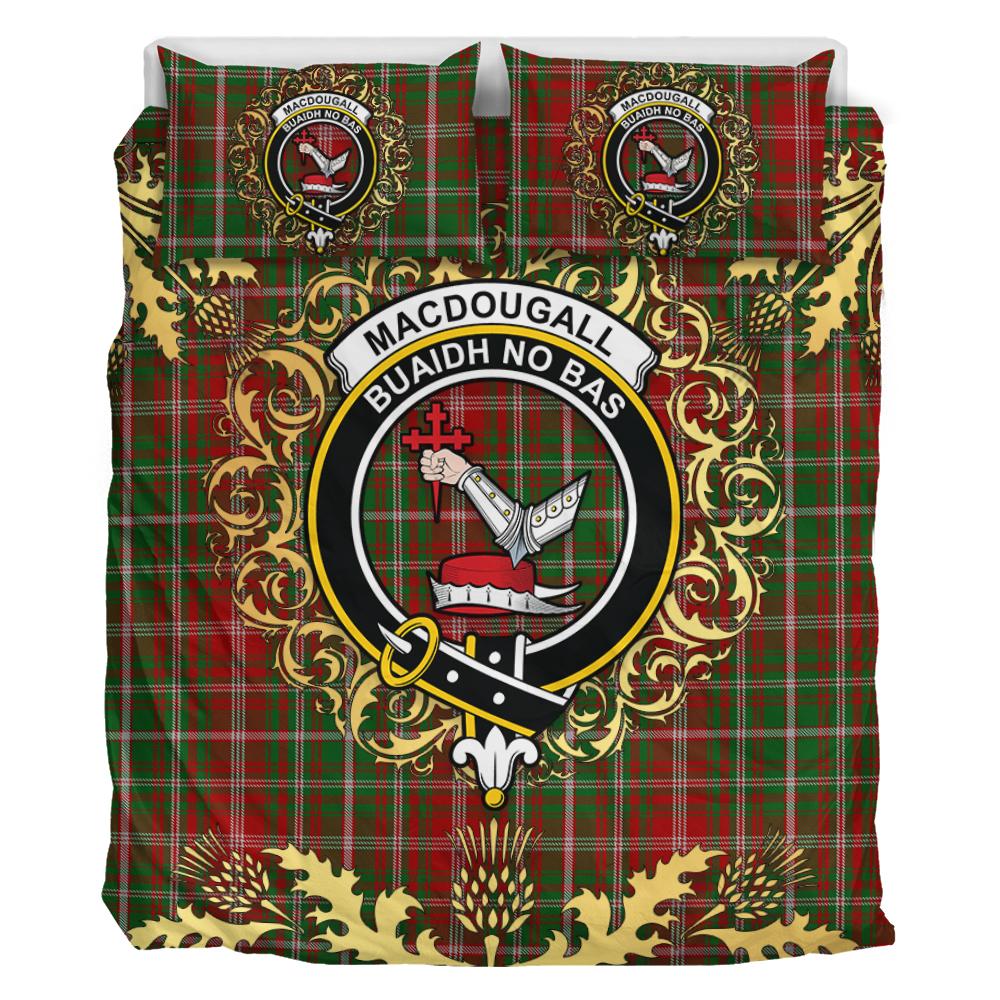 MacDougall Lochcarron Tartan Crest Bedding Set - Golden Thistle Style
