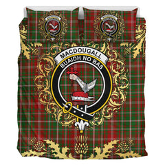 MacDougall Lochcarron Tartan Crest Bedding Set - Golden Thistle Style
