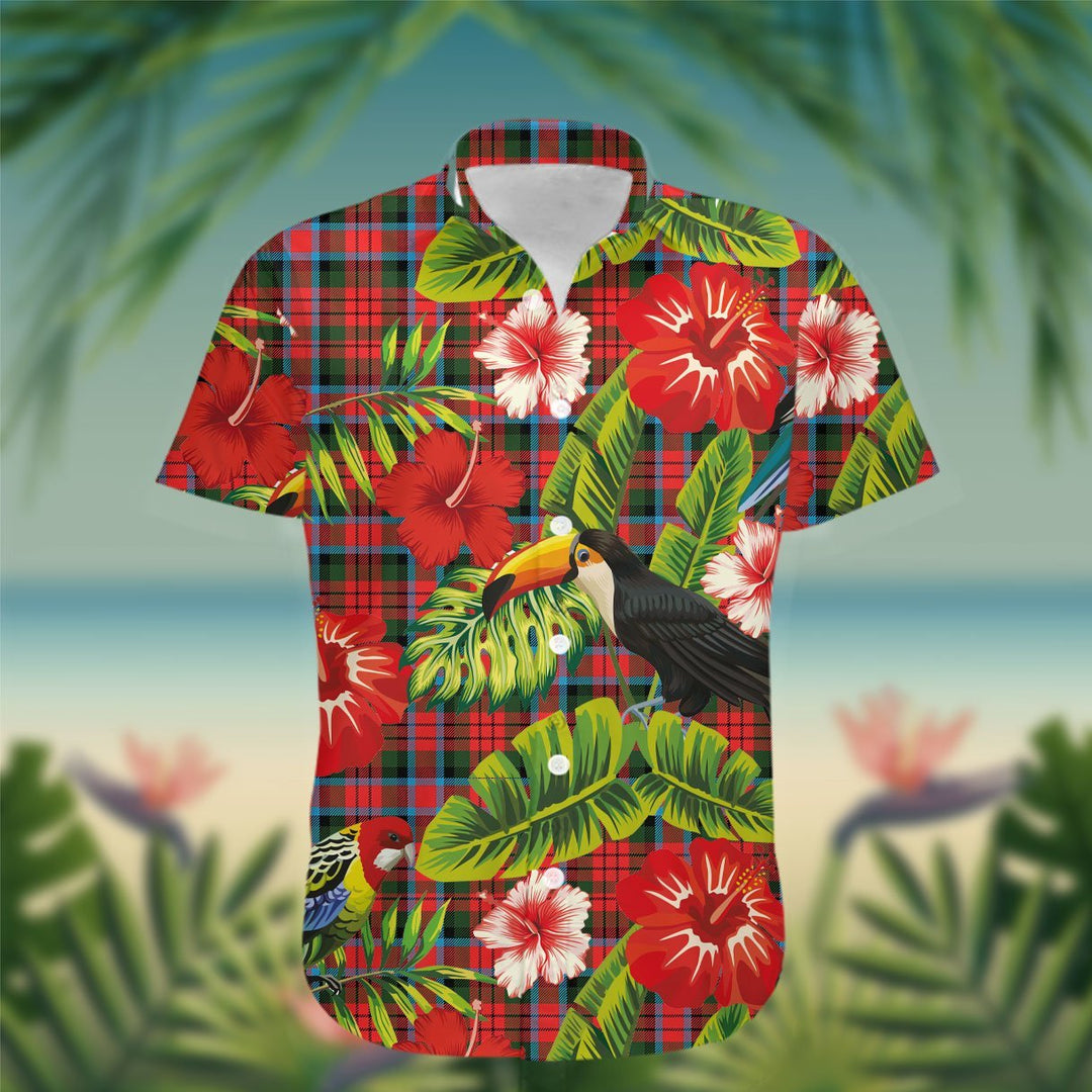 MacDuff Tartan Hawaiian Shirt Hibiscus, Coconut, Parrot, Pineapple - Tropical Garden Shirt