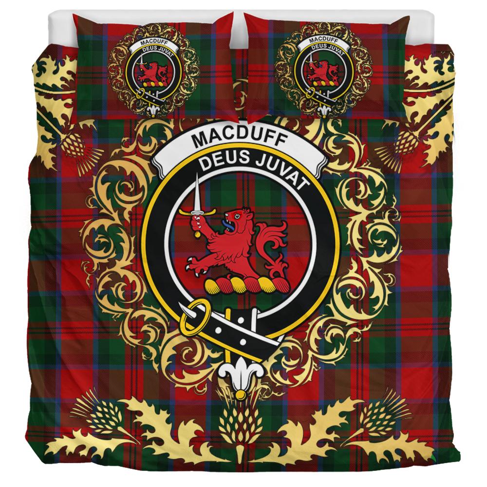 MacDuff 01 Tartan Crest Bedding Set - Golden Thistle Style