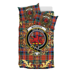 MacDuff Ancient Tartan Crest Bedding Set - Golden Thistle Style