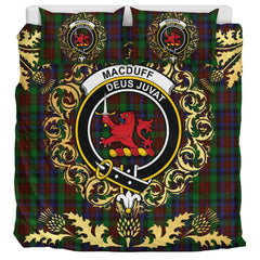MacDuff Hunting Tartan Crest Bedding Set - Golden Thistle Style