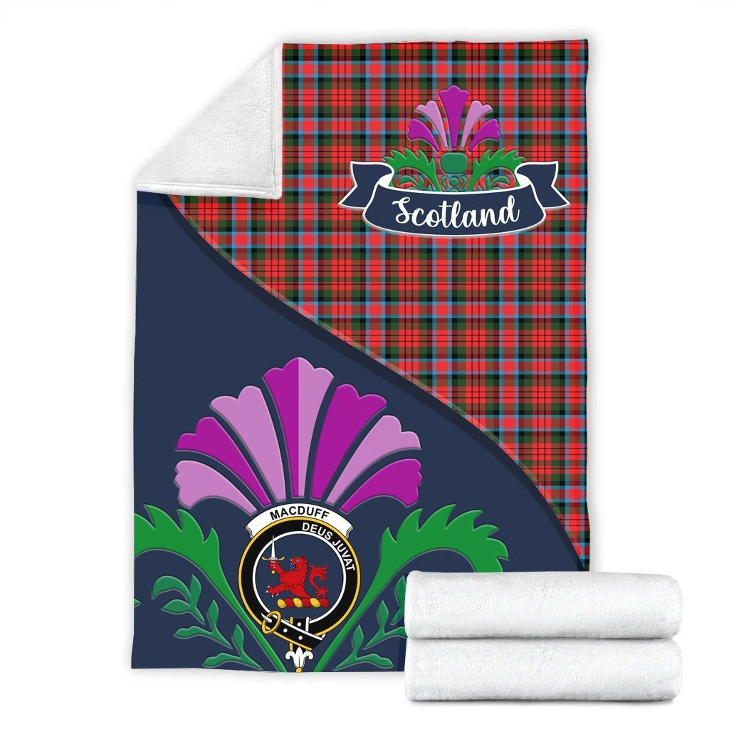 MacDuff Tartan Crest Premium Blanket - Thistle Style