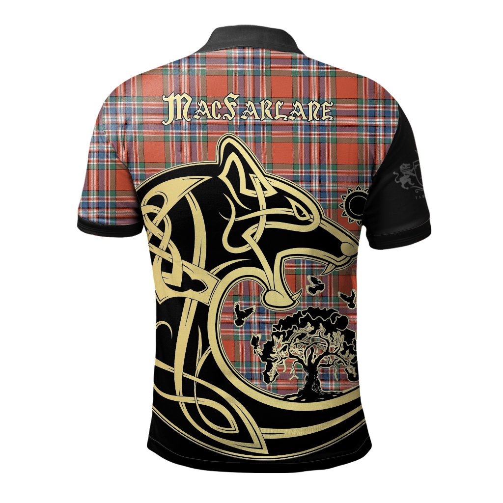 MacFarlane Ancient Tartan Polo Shirt Viking Wolf