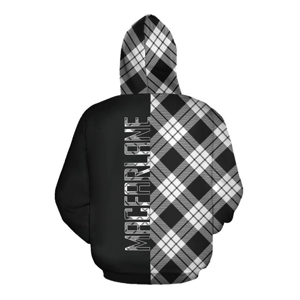 MacFarlane Black _ White Tartan Hoodie Half of Me - Cross Style