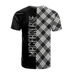 MacFarlane Black _ White Ancient Tartan T-Shirt Half of Me - Cross Style