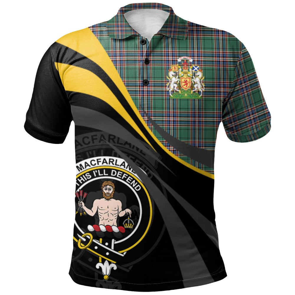 MacFarlane Hunting Ancient Tartan Polo Shirt - Royal Coat Of Arms Style