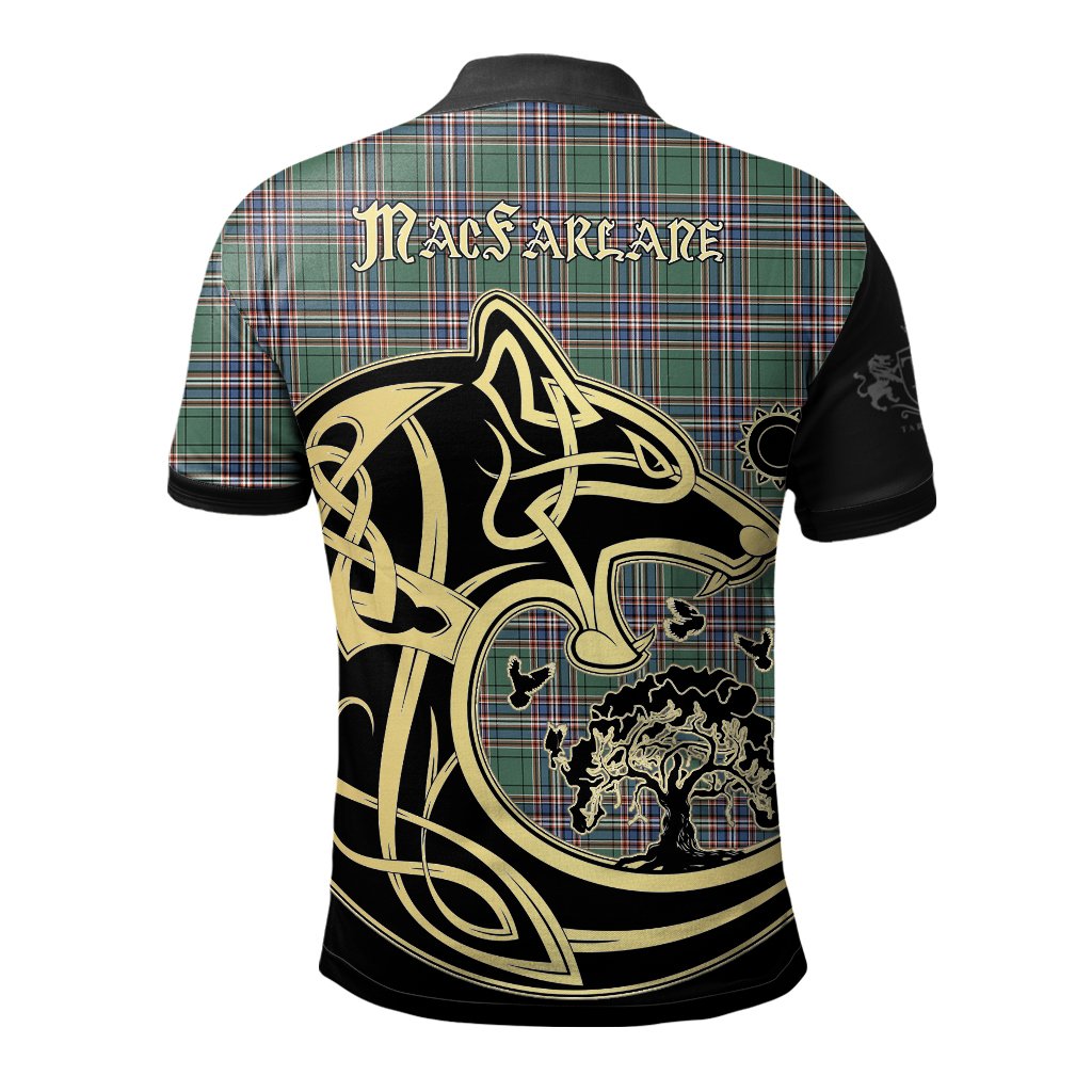 MacFarlane Hunting Ancient Tartan Polo Shirt Viking Wolf