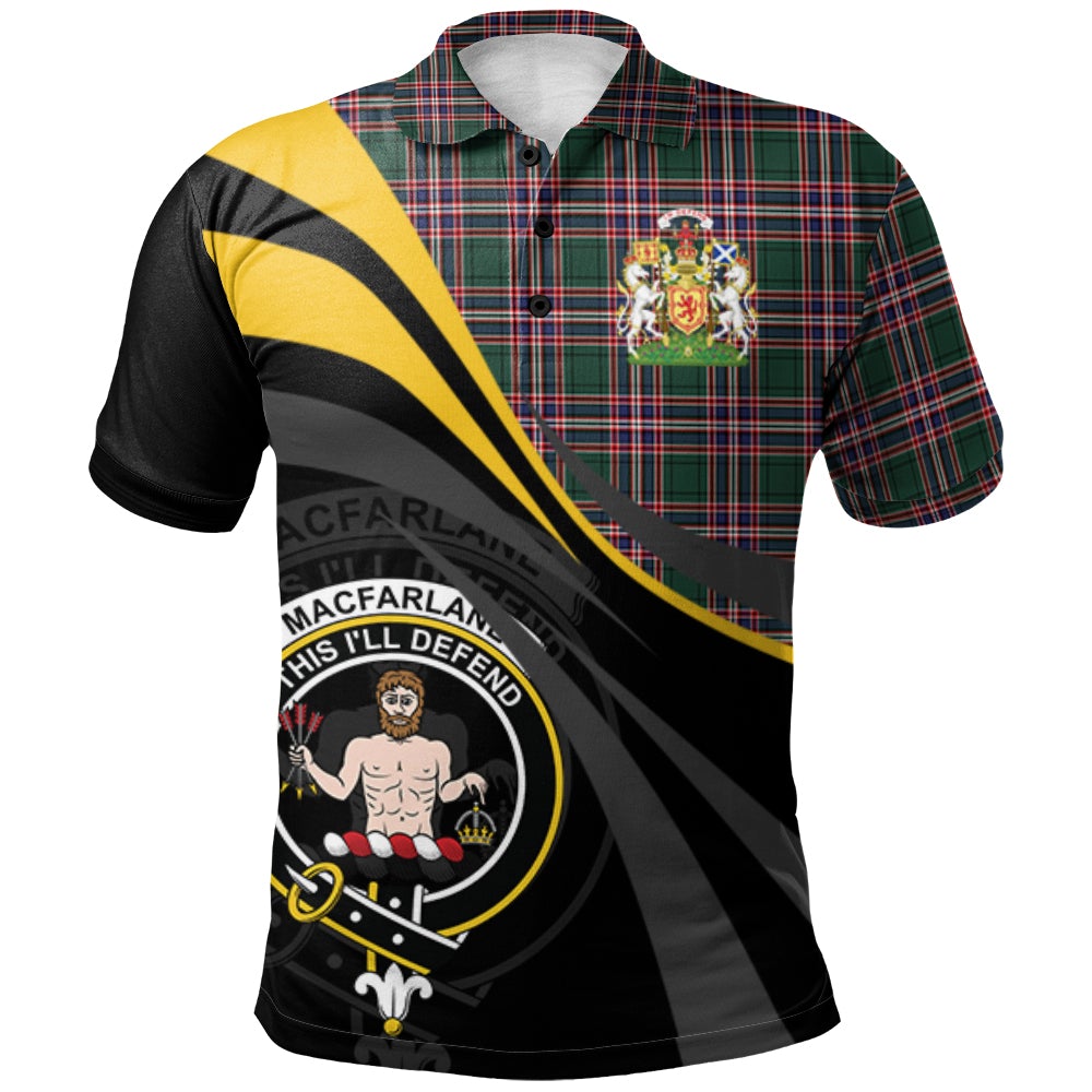 MacFarlane Hunting Modern Tartan Polo Shirt - Royal Coat Of Arms Style