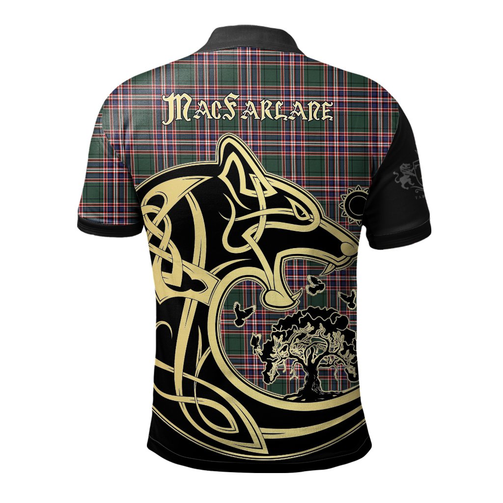 MacFarlane Hunting Modern Tartan Polo Shirt Viking Wolf