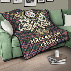 MacFarlane Hunting Modern Tartan Crest Legend Gold Royal Premium Quilt