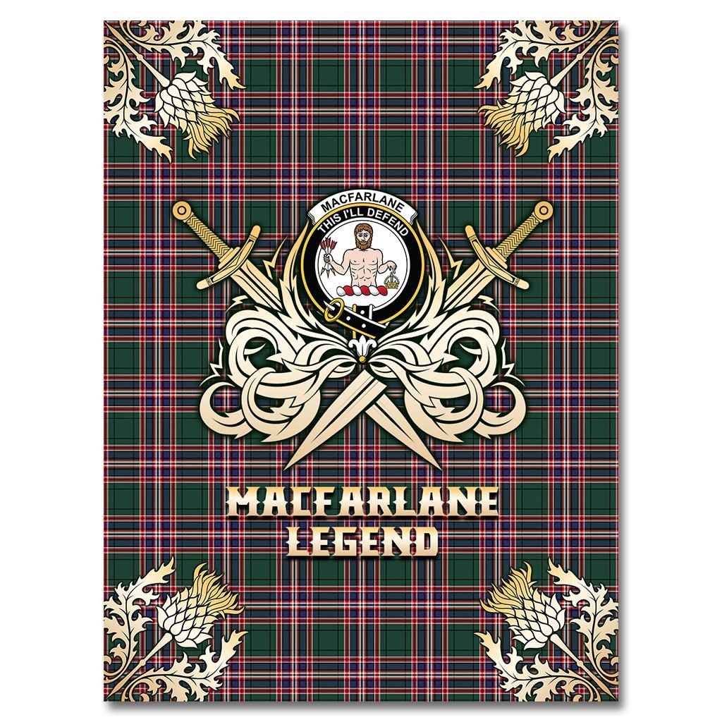 MacFarlane Hunting Modern Tartan Gold Courage Symbol Blanket