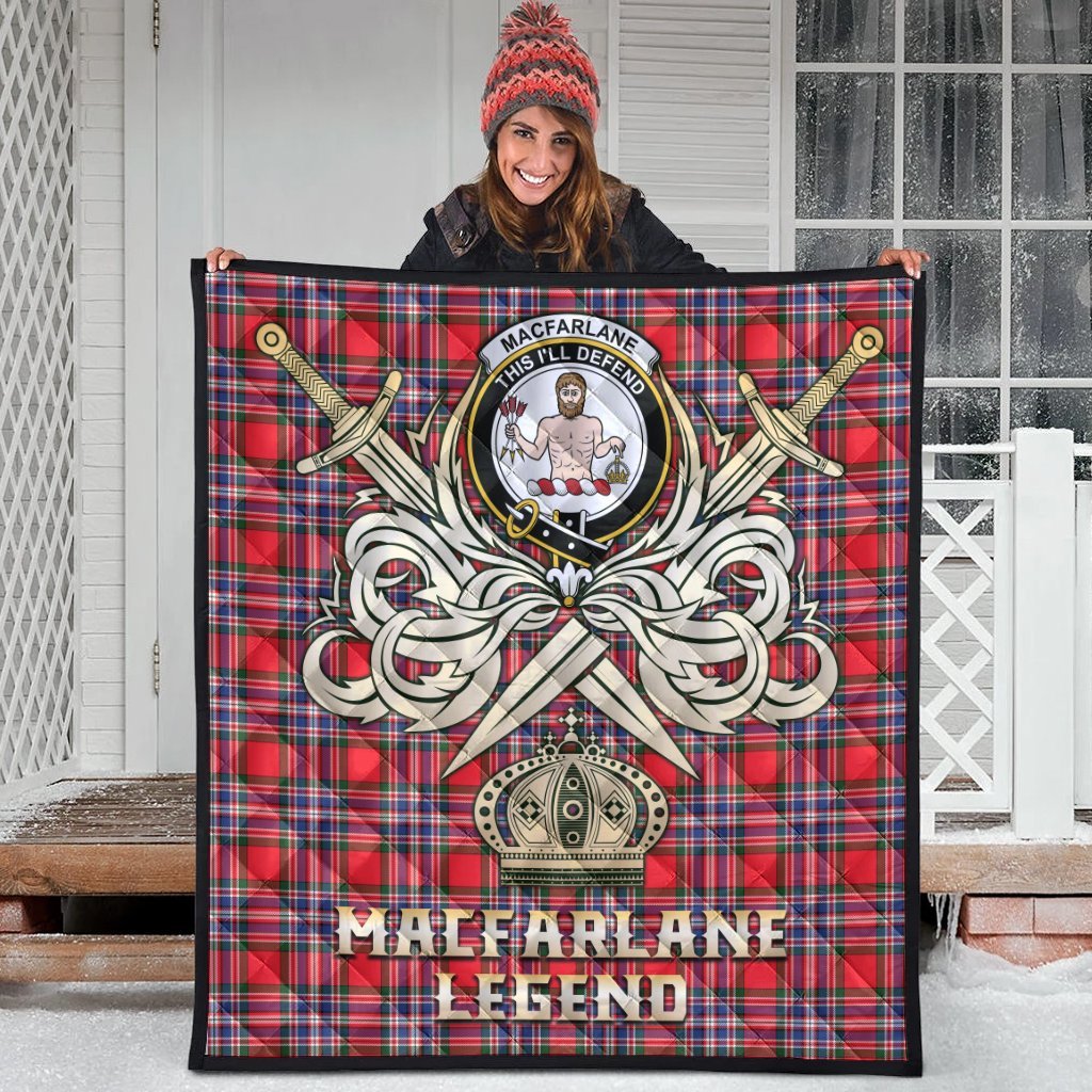 MacFarlane Modern Tartan Crest Legend Gold Royal Premium Quilt