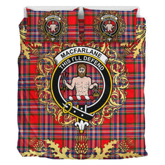 MacFarlane Modern Tartan Crest Bedding Set - Golden Thistle Style