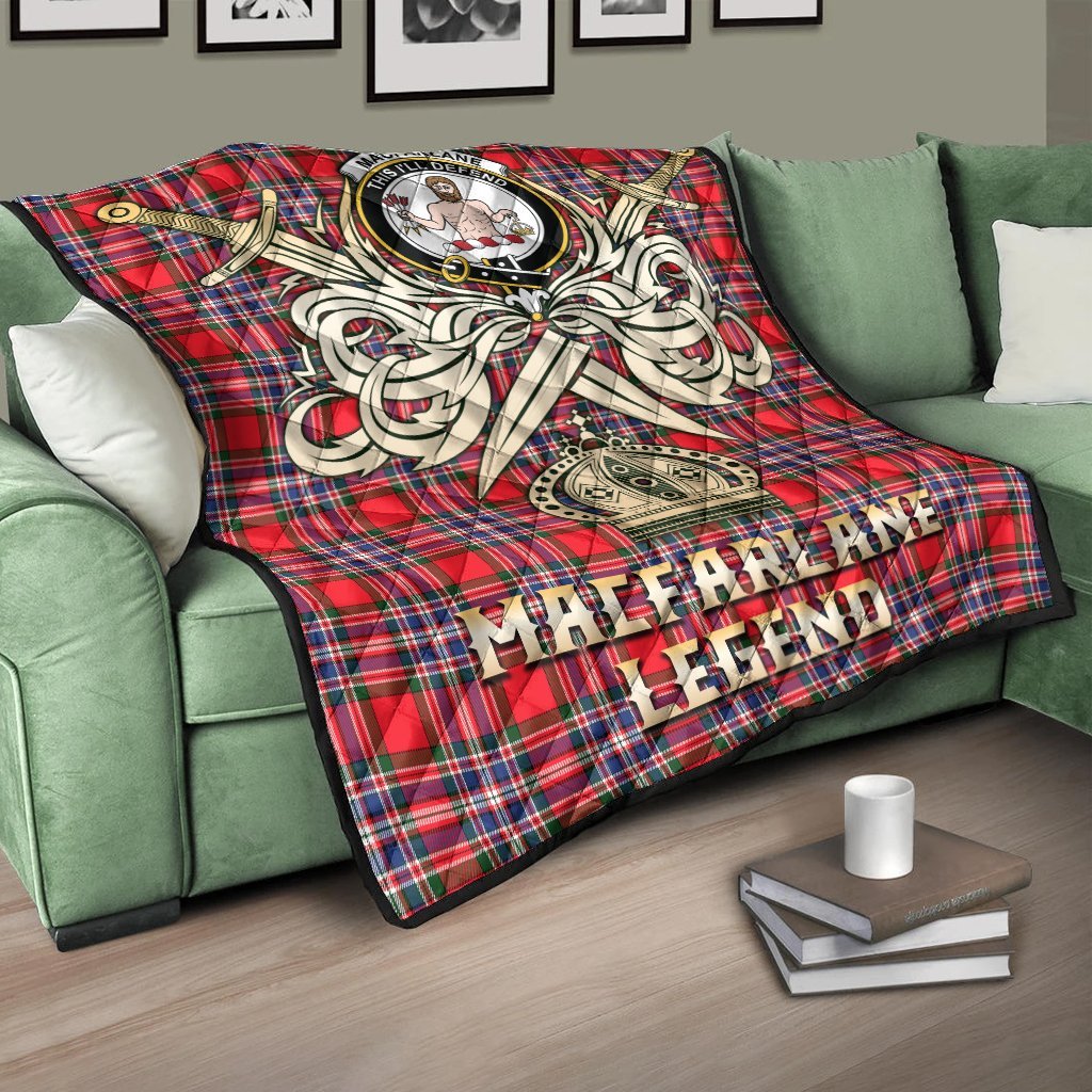 MacFarlane Modern Tartan Crest Legend Gold Royal Premium Quilt