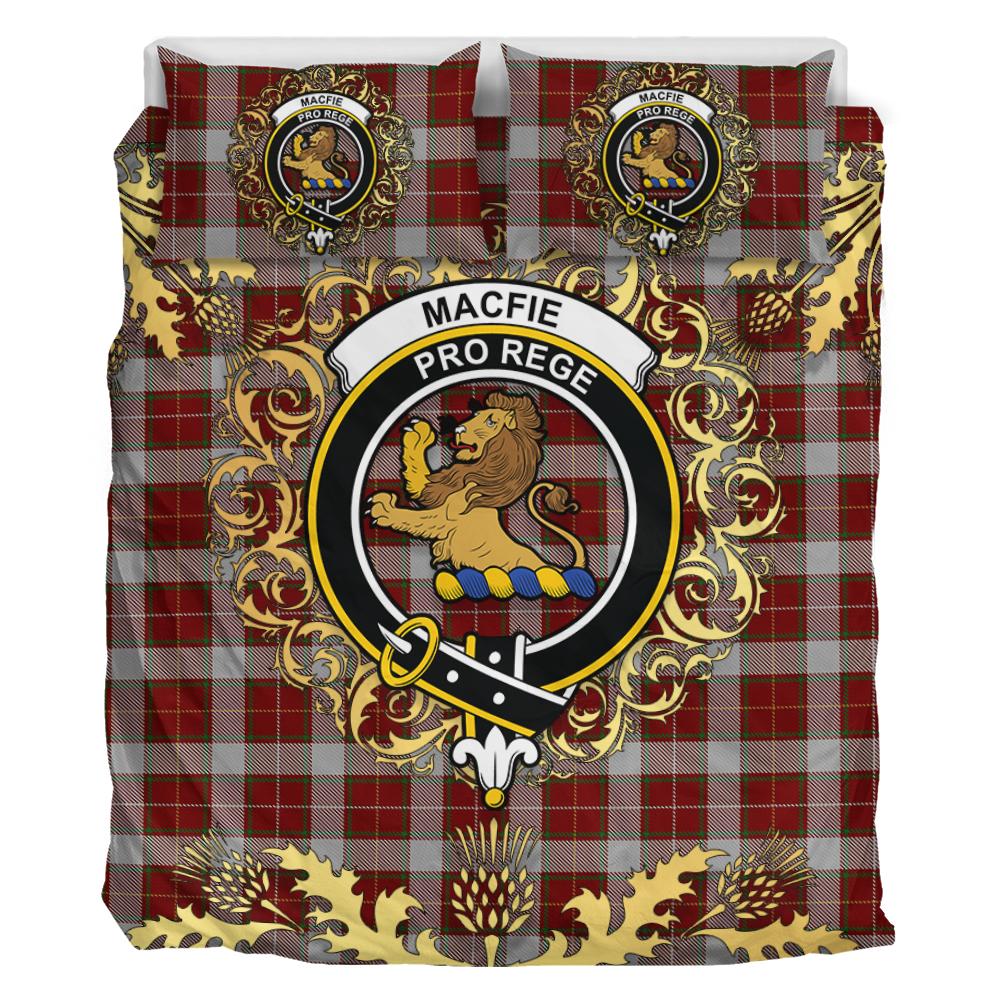 MacFie Dress Tartan Crest Bedding Set - Golden Thistle Style