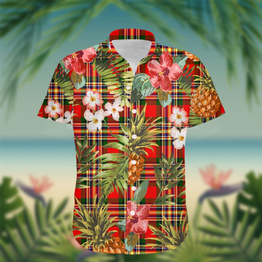 MacGill (Makgill) Tartan Hawaiian Shirt Hibiscus, Coconut, Parrot, Pineapple - Tropical Garden Shirt