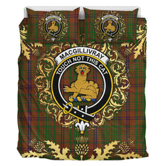 MacGillivray Hunting Tartan Crest Bedding Set - Golden Thistle Style