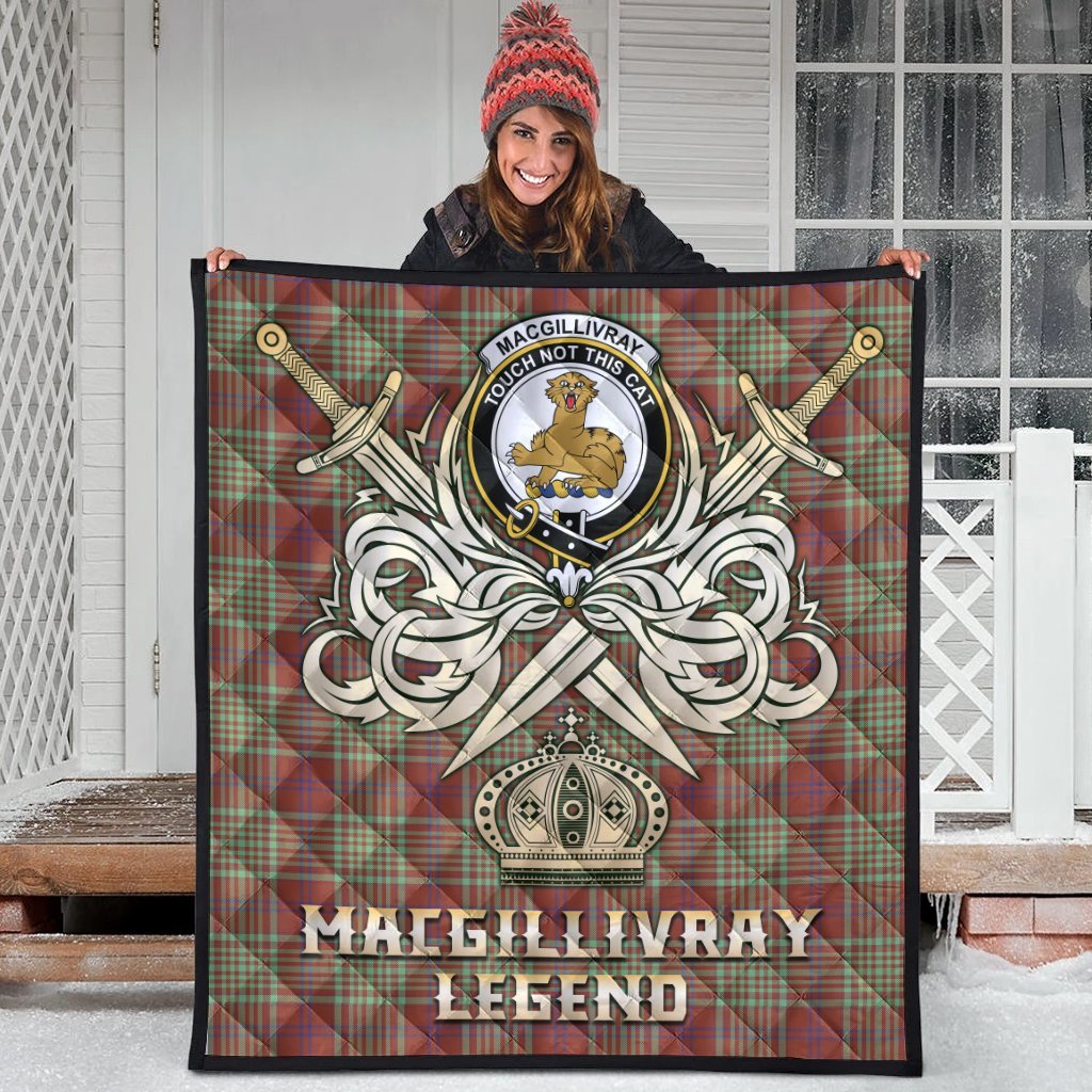MacGillivray Hunting Ancient Tartan Crest Legend Gold Royal Premium Quilt