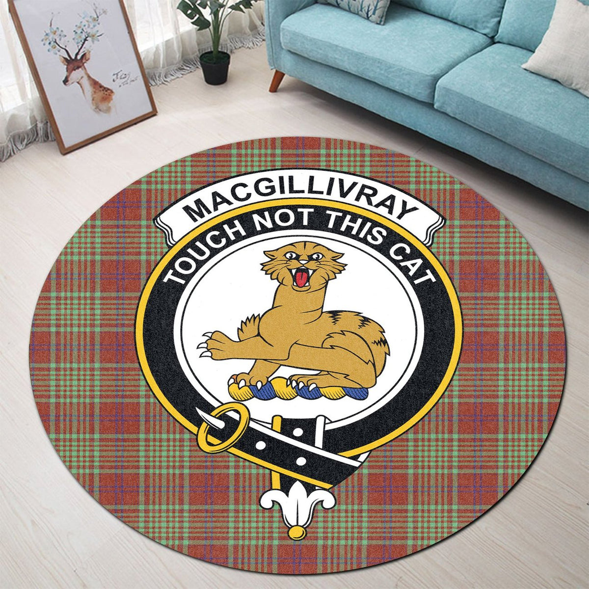MacGillivray Hunting Ancient Tartan Crest Round Rug
