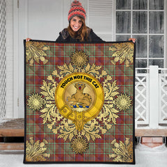MacGillivray Hunting Ancient Tartan Crest Premium Quilt - Gold Thistle Style