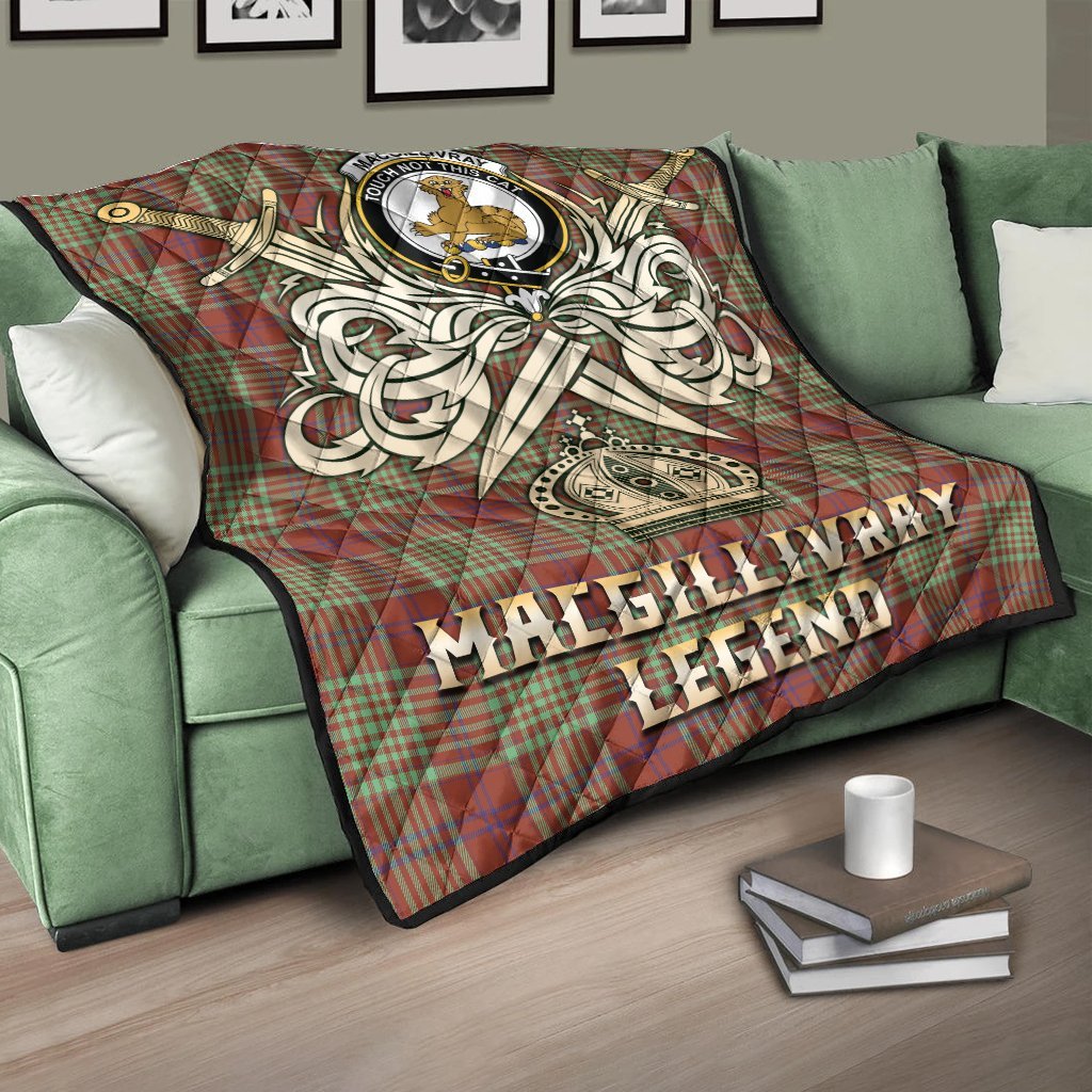 MacGillivray Hunting Ancient Tartan Crest Legend Gold Royal Premium Quilt