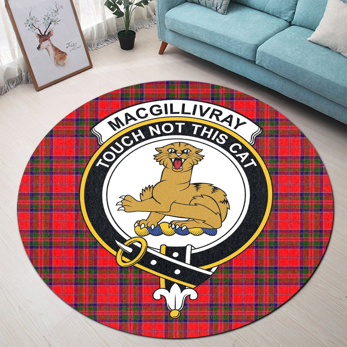 MacGillivray Modern Tartan Crest Round Rug