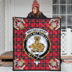 MacGillivray Modern Tartan Crest Premium Quilt - Gold Thistle Style