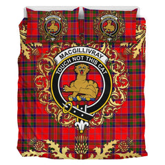 MacGillivray Modern Tartan Crest Bedding Set - Golden Thistle Style