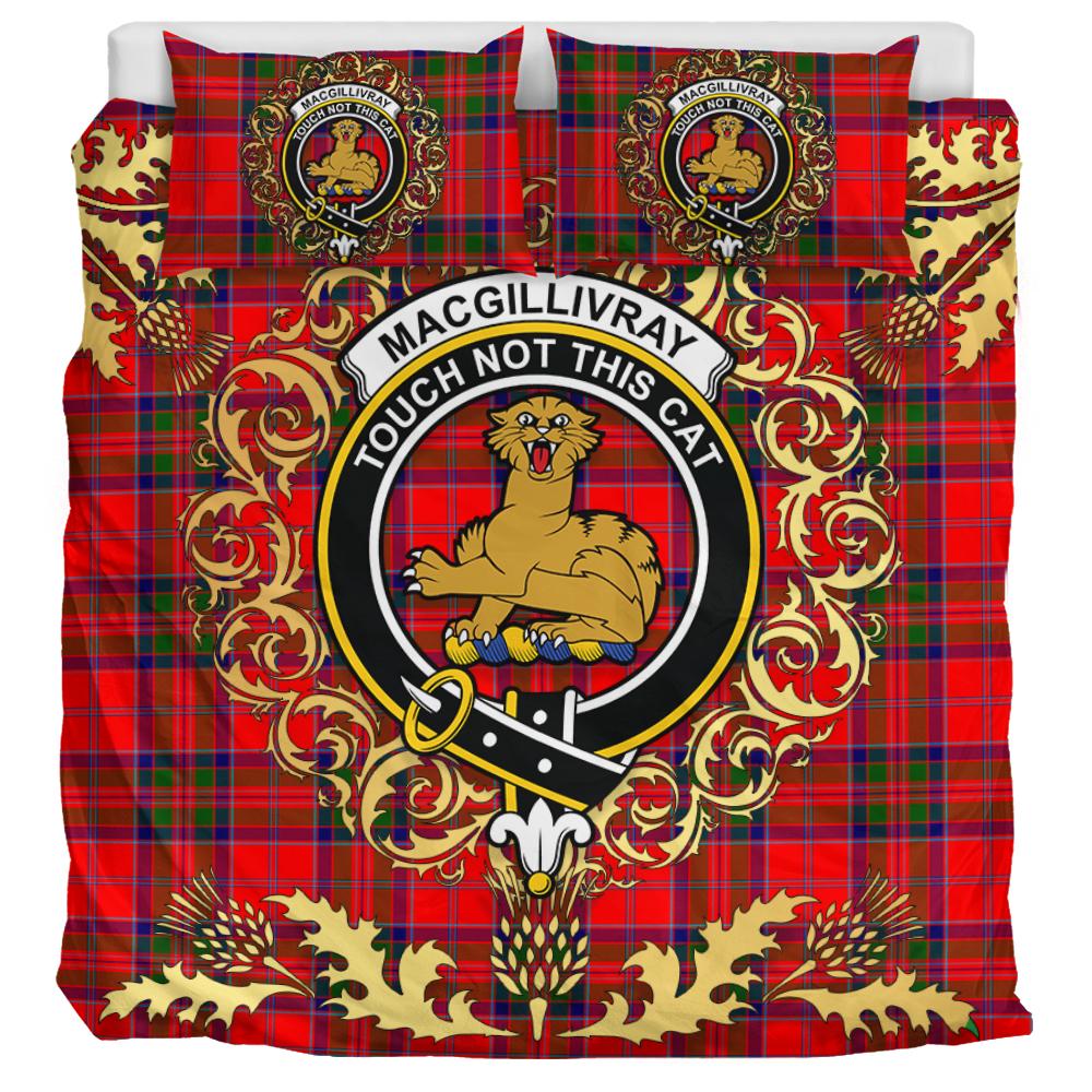 MacGillivray Modern Tartan Crest Bedding Set - Golden Thistle Style