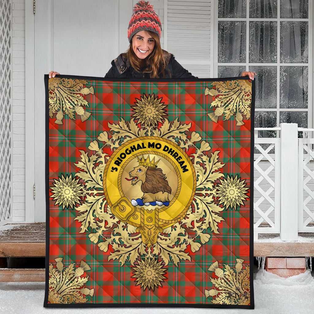 MacGregor Ancient Tartan Crest Premium Quilt - Gold Thistle Style