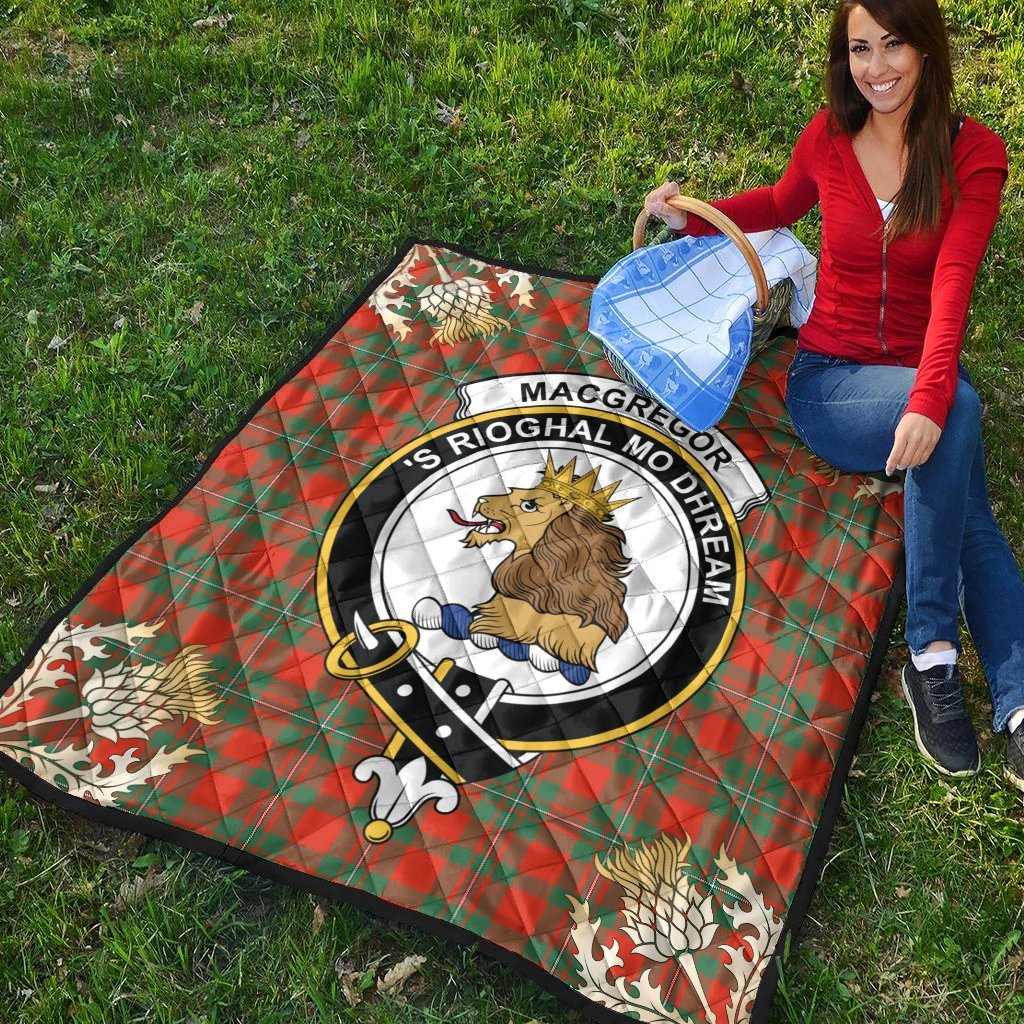 MacGregor Ancient Tartan Crest Premium Quilt - Gold Thistle Style
