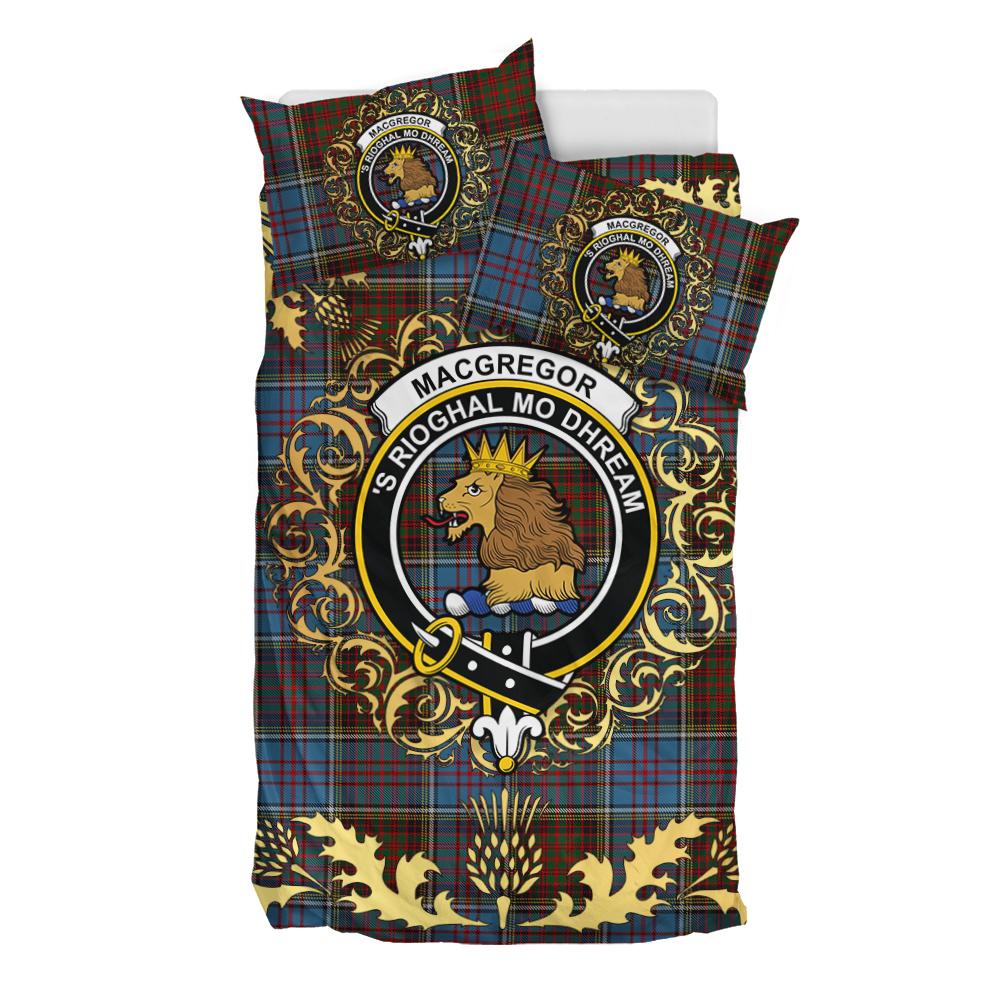 MacGregor Hastie Tartan Crest Bedding Set - Golden Thistle Style