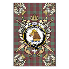 MacGregor Hunting Ancient Tartan Crest Black Garden Flag - Gold Thistle Style