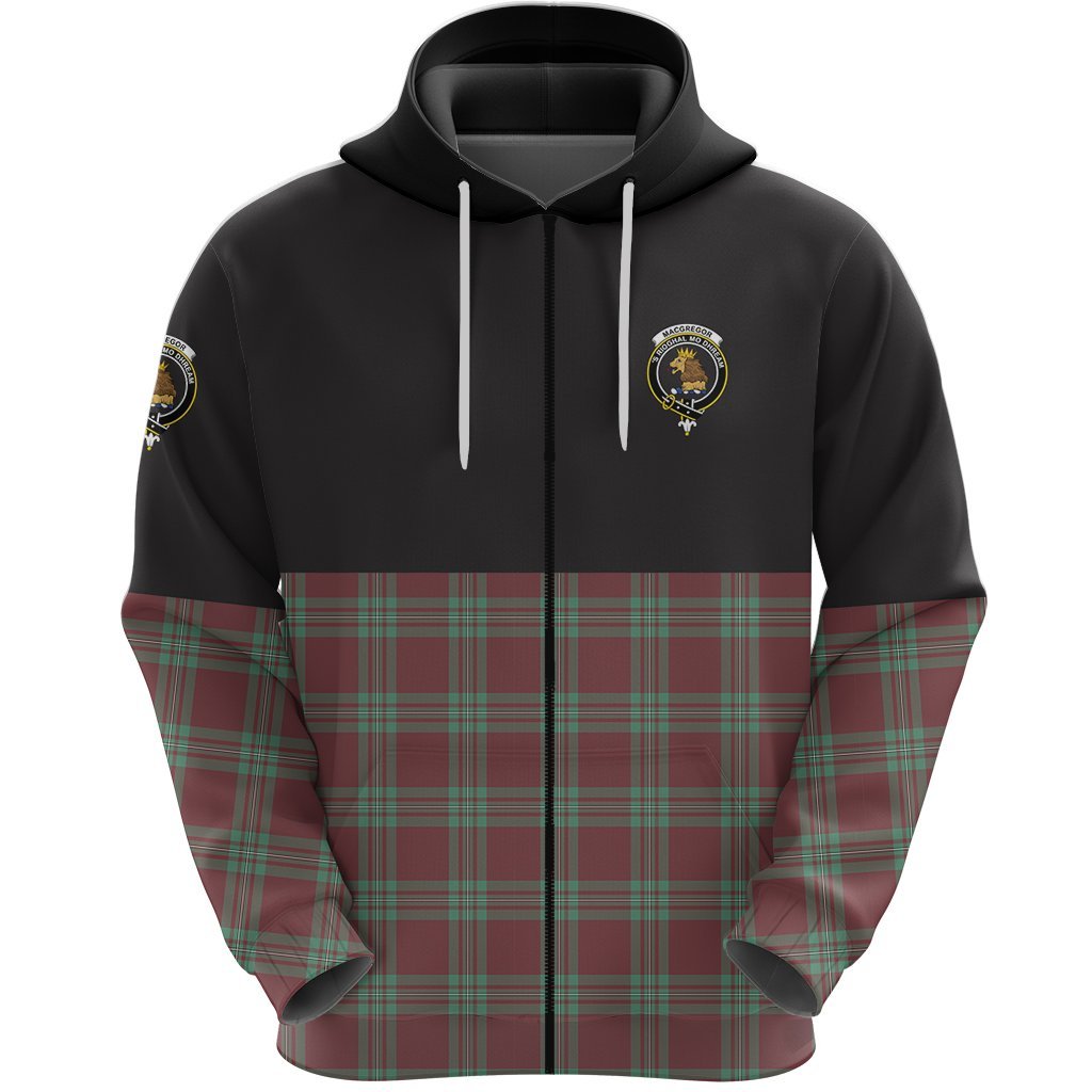 MacGregor Hunting Ancient Clan Half Of Tartan Zipper Hoodie